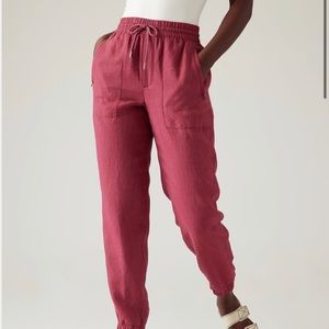 Athleta Retreat Linen Joggers - Cranberry , NWOT